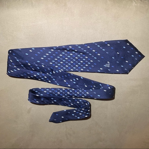Lanvin Blue Tie 100% Silk Made in France - Picture 4 of 8